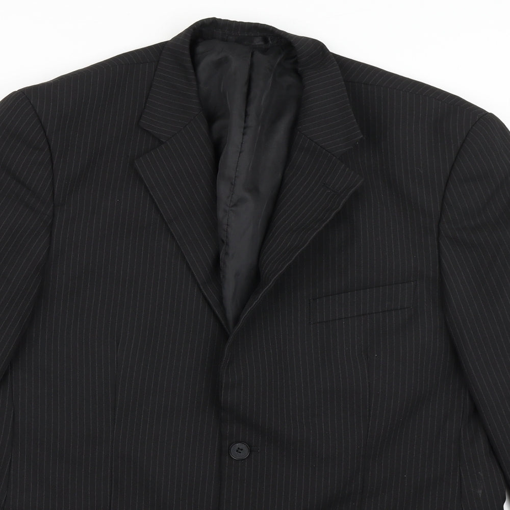 Taylor & Wright Mens Black Striped Polyester Jacket Blazer Size 42