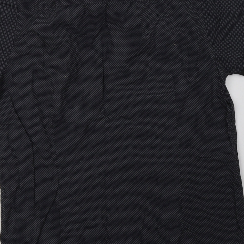 Peacocks Mens Blue Geometric Cotton  Button-Up Size S Collared Button