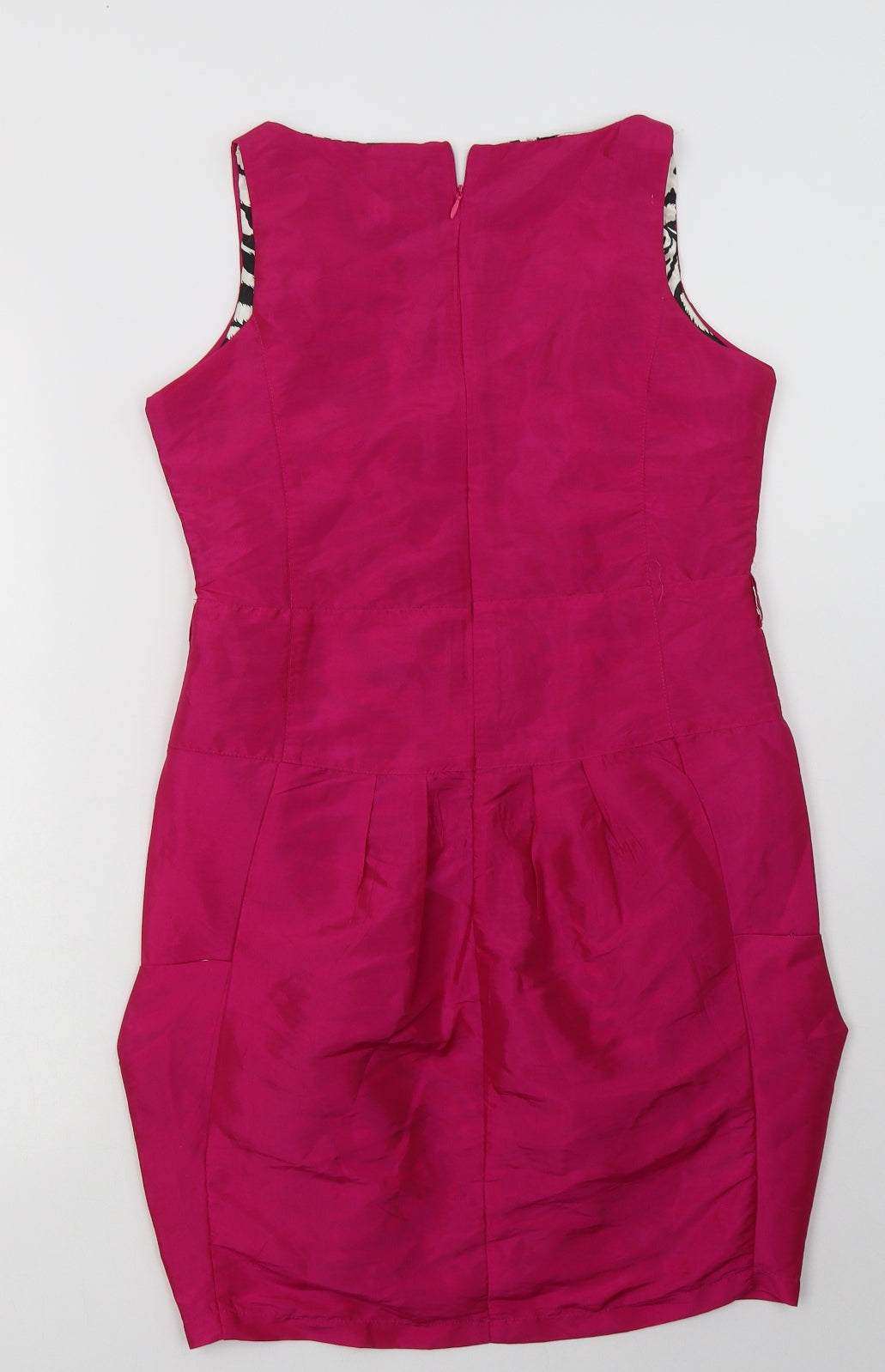 Boohoo Womens Pink  Polyester A-Line  Size 10  Square Neck Zip
