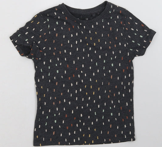 hullabaloo Girls Grey Polka Dot Cotton Basic T-Shirt Size 5-6 Years Crew Neck Pullover