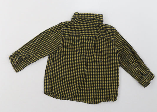 Mango Boys Yellow Check Cotton Basic Button-Up Size 0-3 Months Collared Button