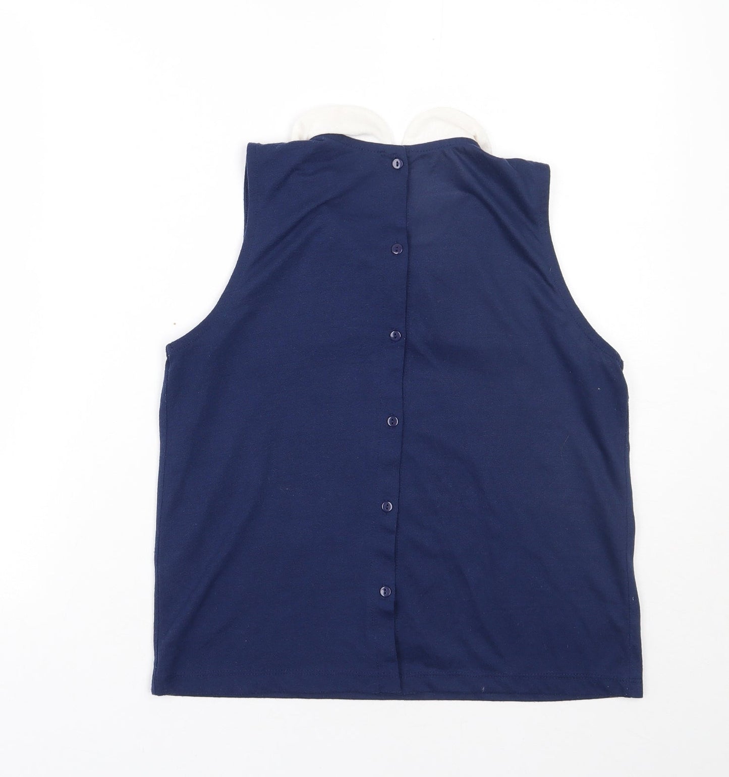 Internacionale Womens Blue  Polyester Basic Tank Size 10 Collared