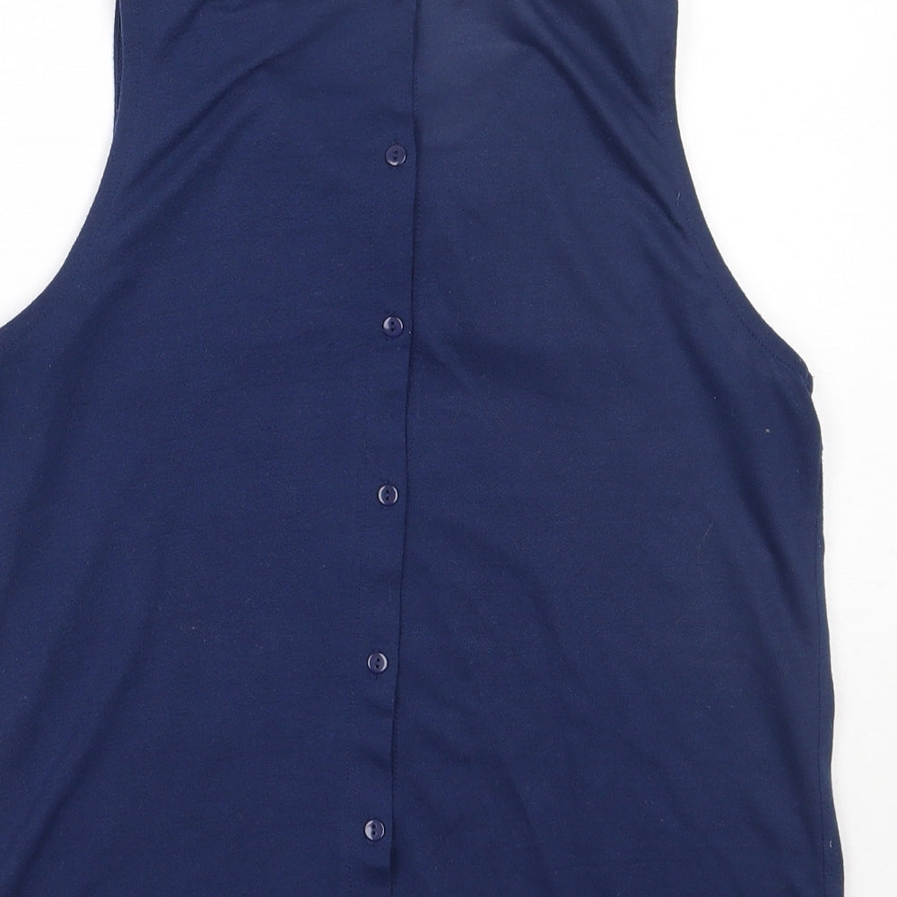 Internacionale Womens Blue  Polyester Basic Tank Size 10 Collared