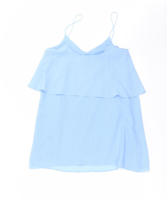 Mango Womens Blue  Polyester Camisole Blouse Size S V-Neck