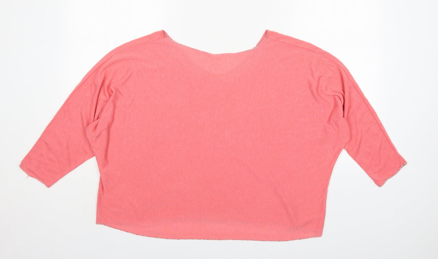 Preworn Womens Pink Round Neck  Viscose Pullover Jumper Size 8