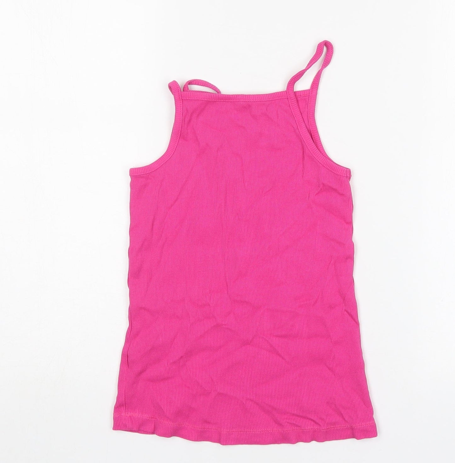 George Girls Pink  Cotton Basic Tank Size 9-10 Years Square Neck