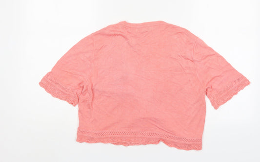 Peacocks Womens Pink V-Neck  Viscose Cardigan Jumper Size 16