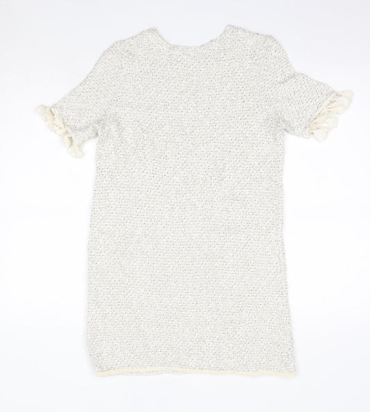 River Island Womens Ivory  Acrylic Jumper Dress  Size 6  Round Neck