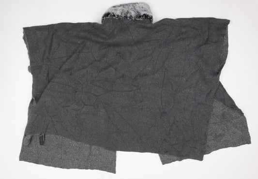 M&S Womens Grey High Neck  Acrylic Cardigan Jumper One Size