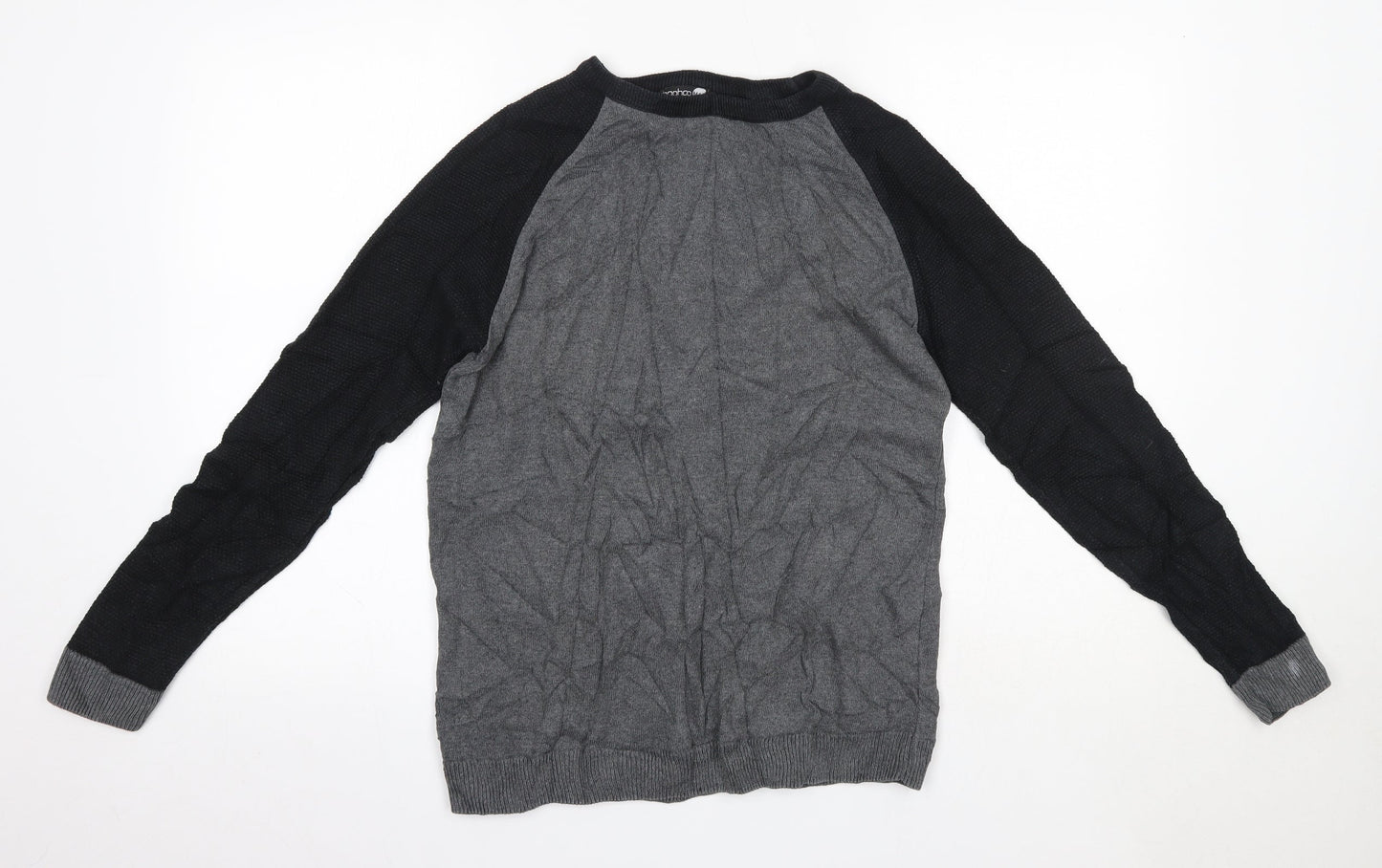 Boohoo Mens Grey Round Neck  Acrylic Pullover Jumper Size S