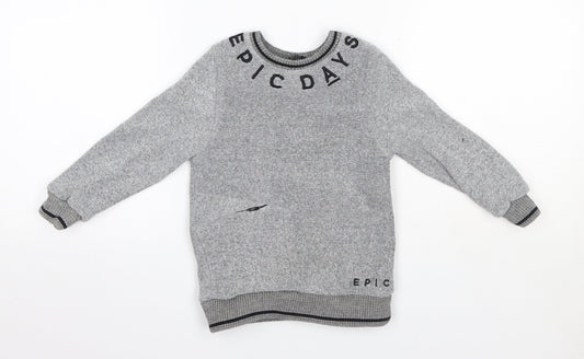 George Boys Grey Round Neck  Cotton Pullover Jumper Size 2-3 Years
