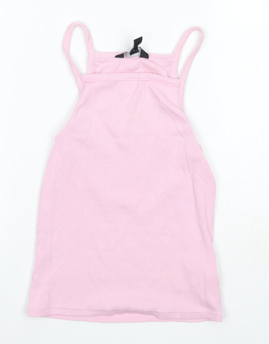 New Look Womens Pink  Cotton Camisole Tank Size 8 Square Neck