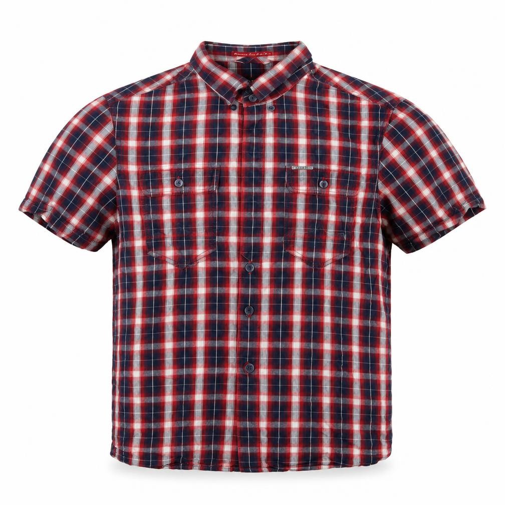 883 Police Mens Red Check Cotton  Button-Up Size S Collared
