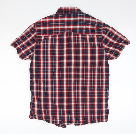883 Police Mens Red Check Cotton  Button-Up Size S Collared