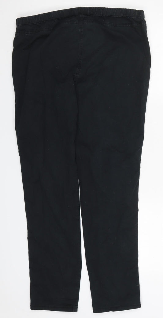 Marks and Spencer Womens Black  Cotton Trousers  Size 16 L28 in Regular