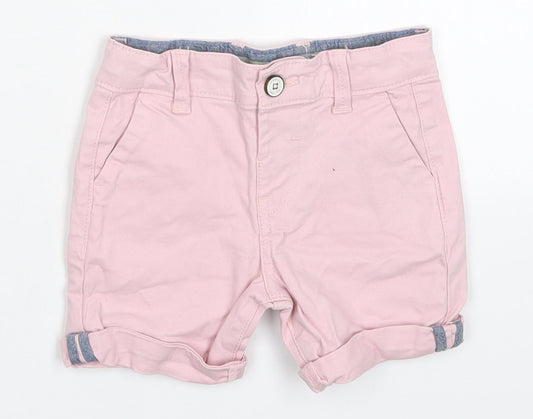 Denim Co Girls Pink  Cotton Cropped Trousers Size 18-24 Months  Button