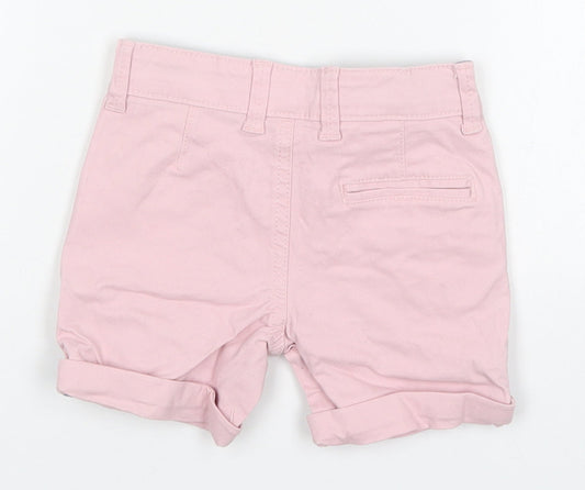 Denim Co Girls Pink  Cotton Cropped Trousers Size 18-24 Months  Button