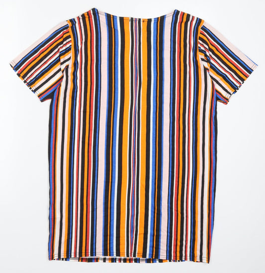 I SAW IT FIRST Womens Multicoloured Striped Viscose T-Shirt Dress  Size 6  Round Neck Pullover