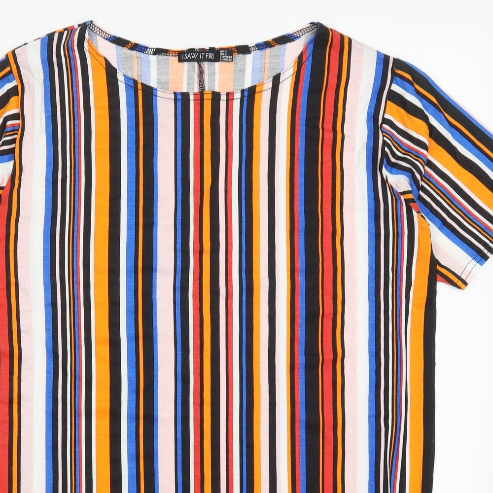 I SAW IT FIRST Womens Multicoloured Striped Viscose T-Shirt Dress  Size 6  Round Neck Pullover