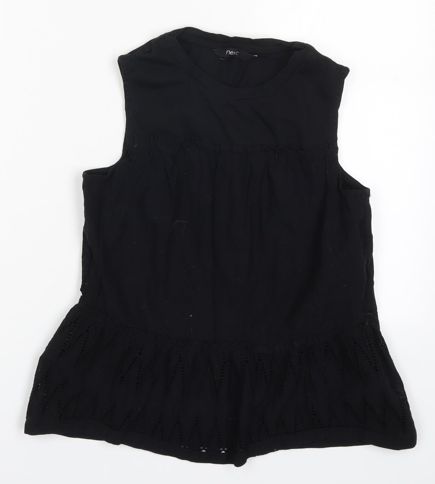 NEXT Womens Black  Cotton Basic Tank Size 6 Round Neck