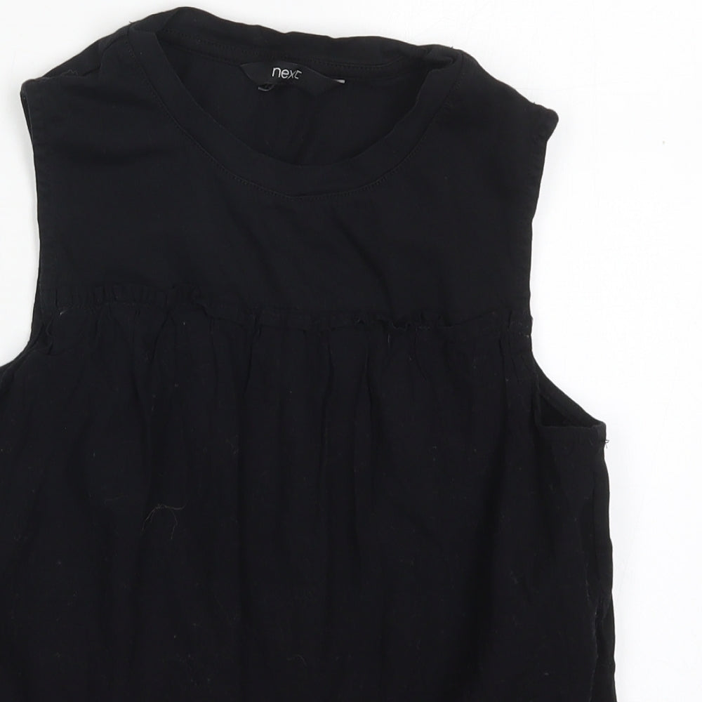 NEXT Womens Black  Cotton Basic Tank Size 6 Round Neck