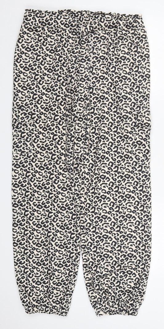 Preworn Womens Beige Animal Print Polyester Trousers  Size M L26 in Regular