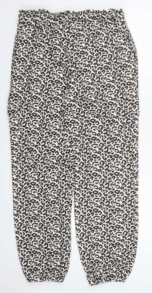 Preworn Womens Beige Animal Print Polyester Trousers  Size M L26 in Regular