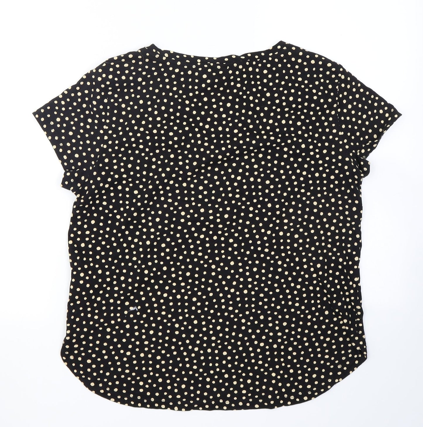 H&M Womens Black Polka Dot Cotton Basic T-Shirt Size S Crew Neck