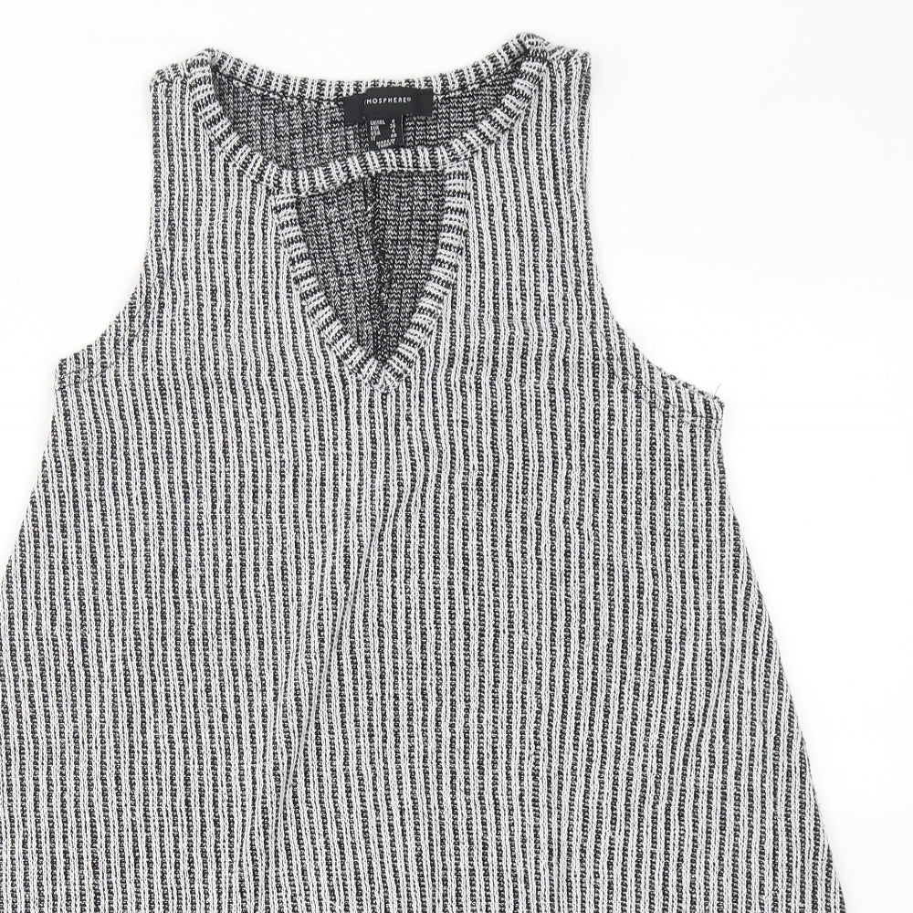 Atmosphere Womens Grey Striped Polyester Sheath  Size 8  Round Neck