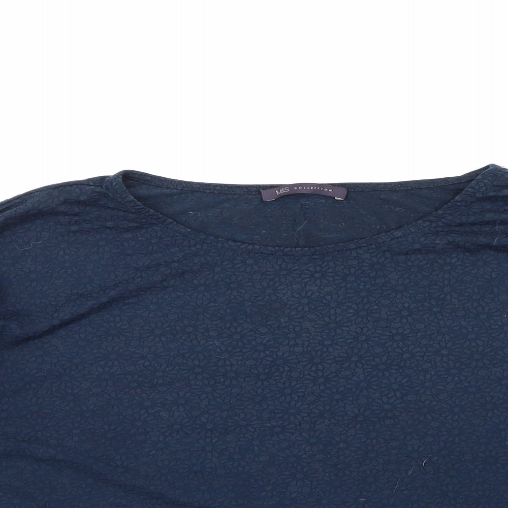 Marks and Spencer Womens Blue Round Neck  Polyester Pullover Jumper Size 14