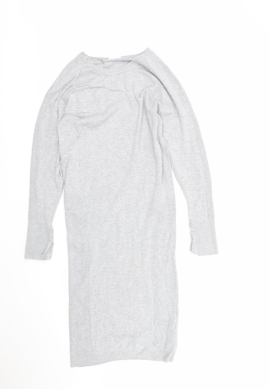 Mamalicious Womens Grey  Viscose Jumper Dress  Size L  Round Neck