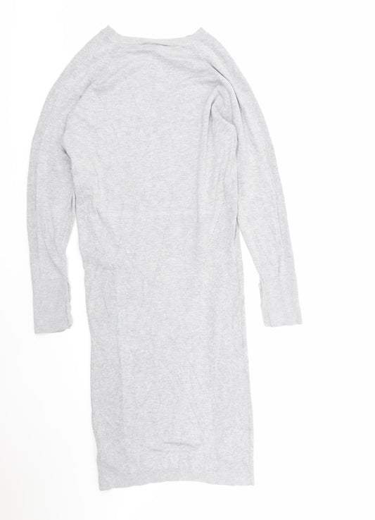 Mamalicious Womens Grey  Viscose Jumper Dress  Size L  Round Neck