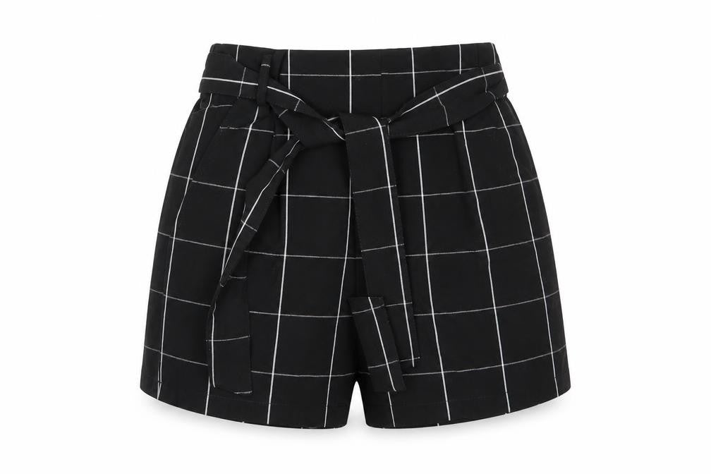 pull &bear Womens Multicoloured Check Vinyl Cut-Off Shorts Size 26 L6 in Regular