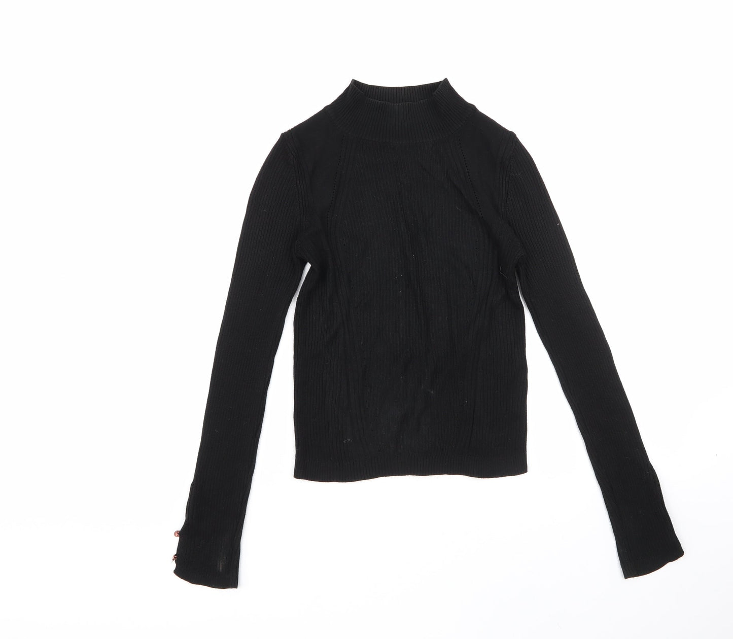 Topshop Womens Black Round Neck  Viscose Pullover Jumper Size 10