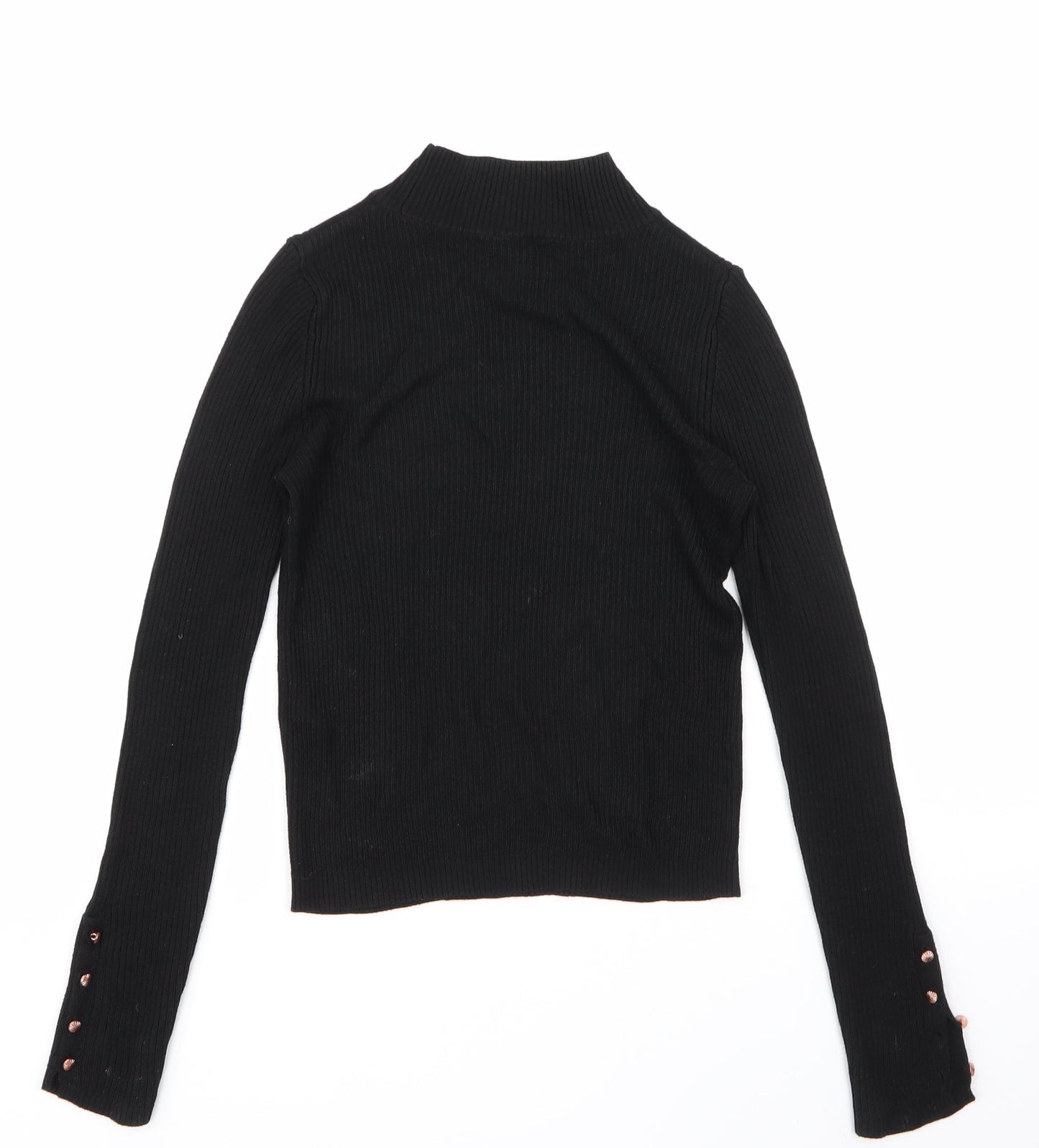 Topshop Womens Black Round Neck  Viscose Pullover Jumper Size 10