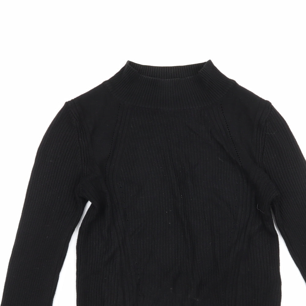 Topshop Womens Black Round Neck  Viscose Pullover Jumper Size 10