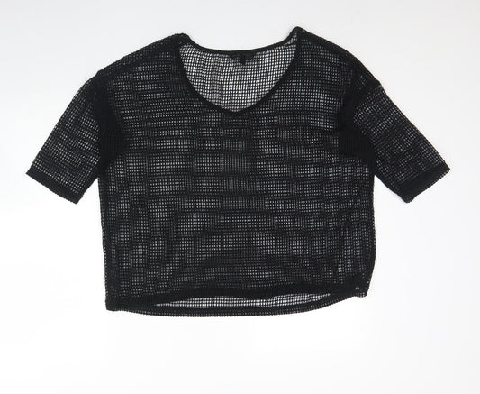 NEXT Womens Black  Polyester Basic Blouse Size 12 Round Neck