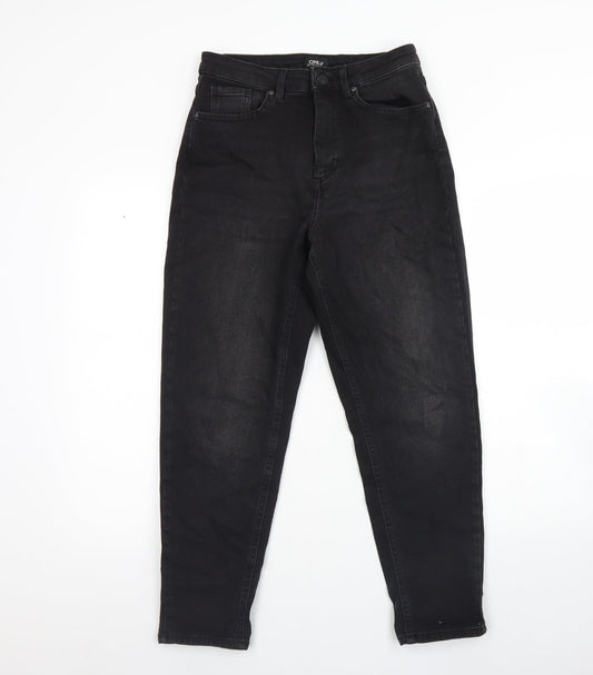 Only  Womens Black  Cotton Straight Jeans Size M L28 in Regular Button