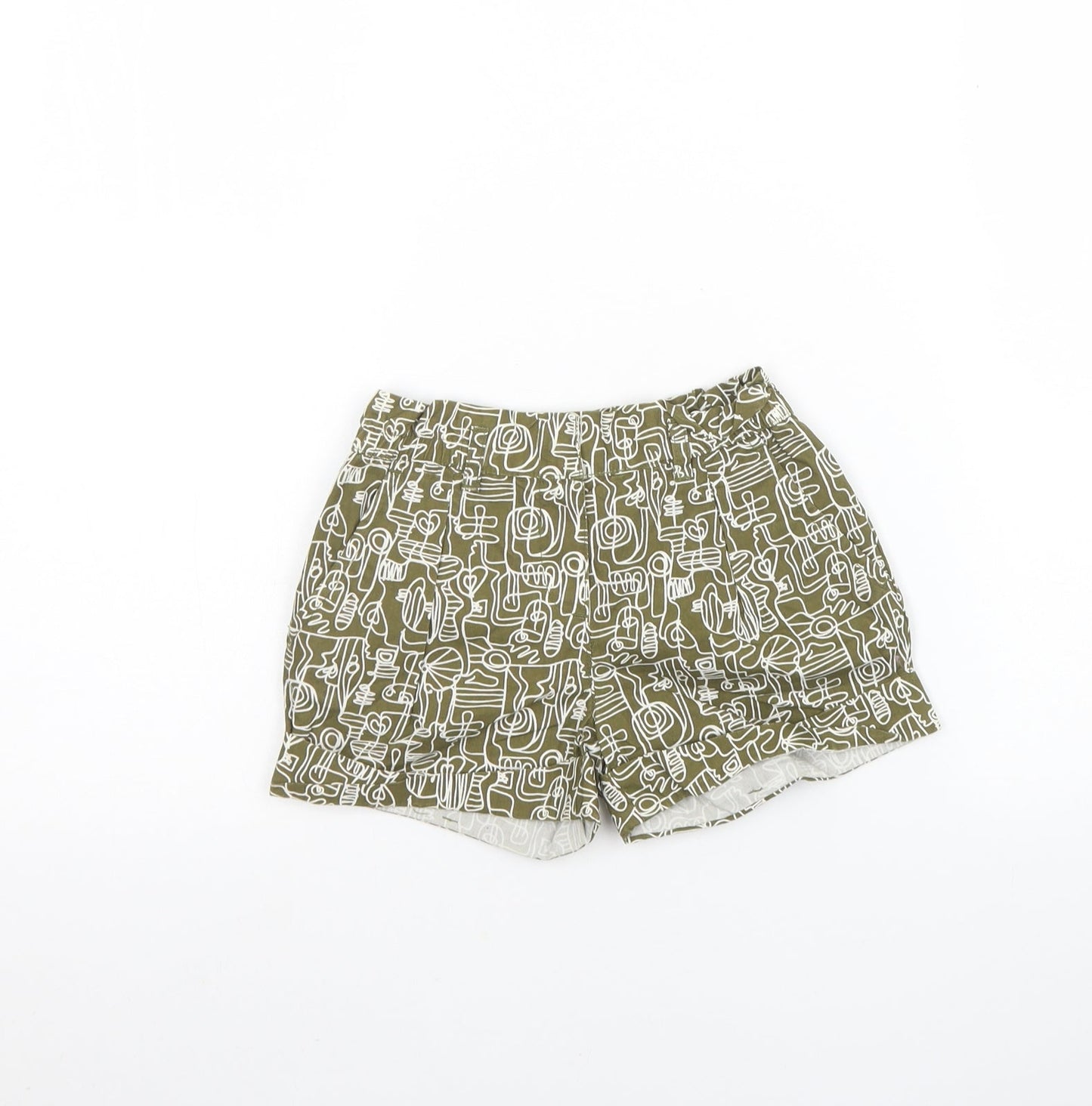 Gap Girls Green Geometric Cotton Culotte Shorts Size 4 Years  Regular Buckle