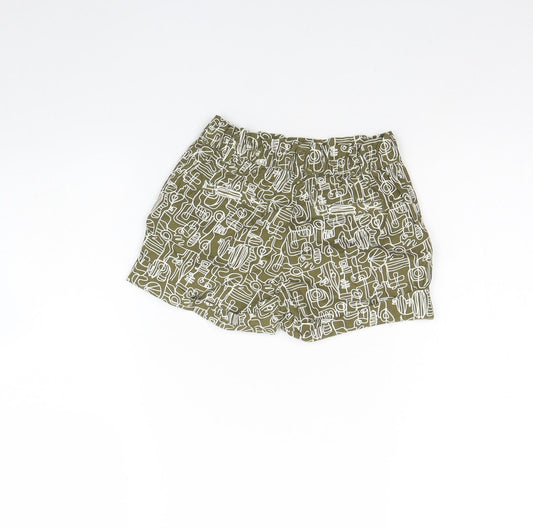 Gap Girls Green Geometric Cotton Culotte Shorts Size 4 Years  Regular Buckle