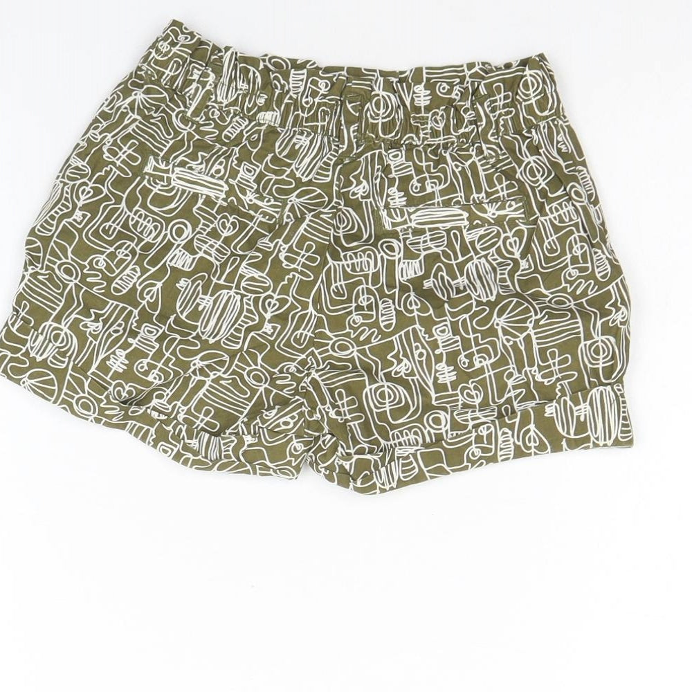 Gap Girls Green Geometric Cotton Culotte Shorts Size 4 Years  Regular Buckle