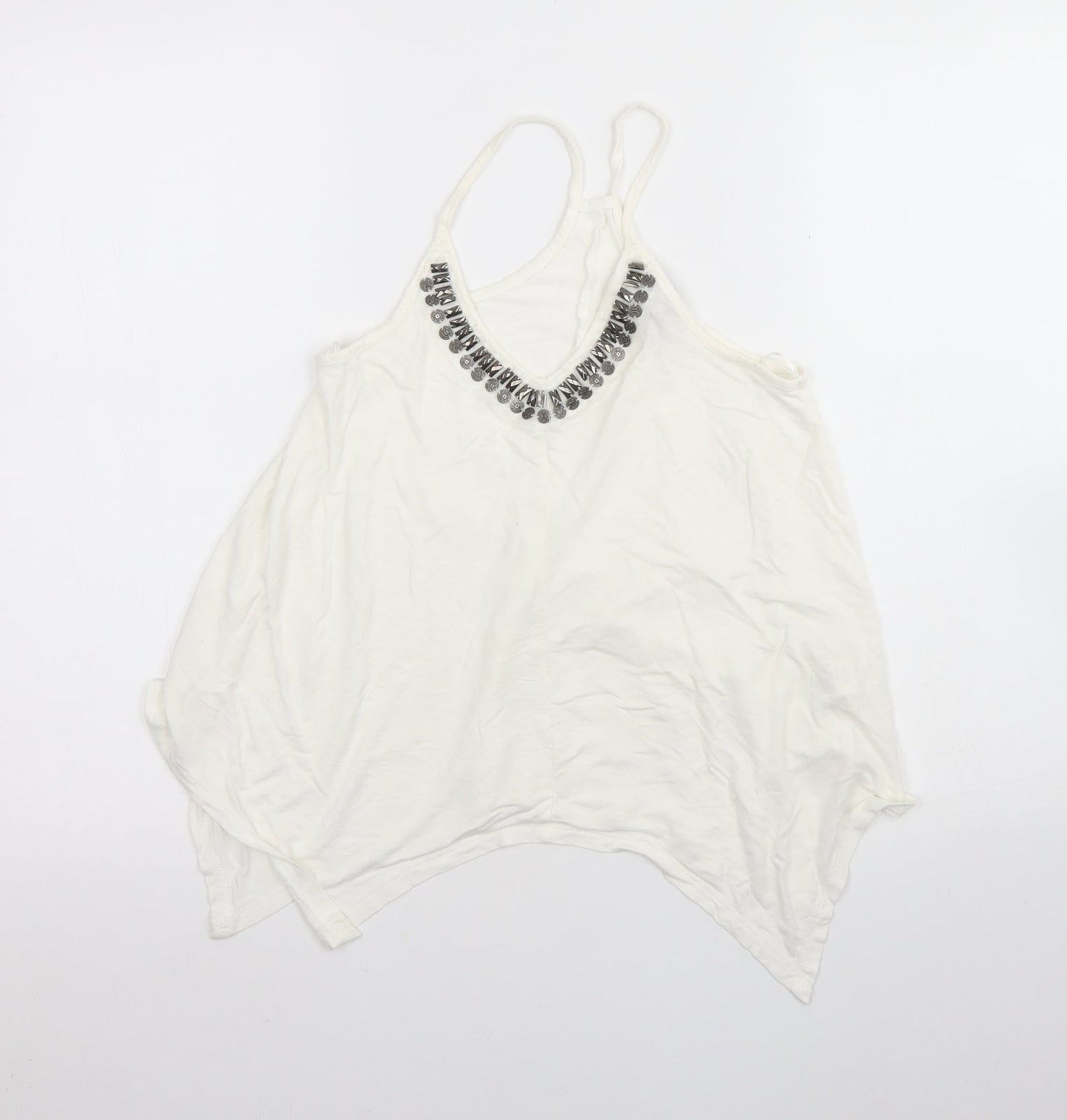 Atmosphere Womens Ivory  Viscose Basic Tank Size 8 Round Neck