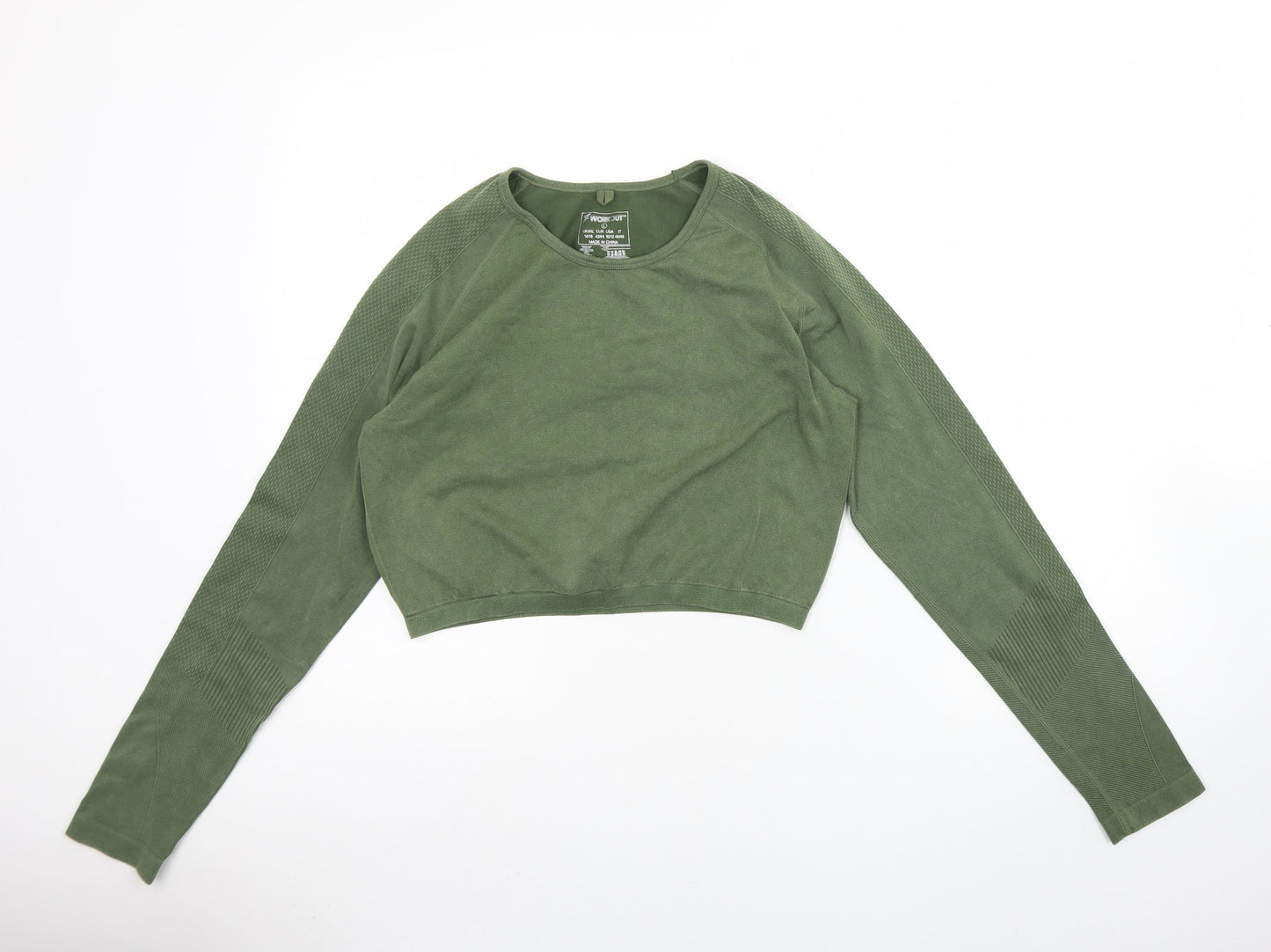 Workout Girls Green  Polyamide Basic T-Shirt Size 14 Years Round Neck