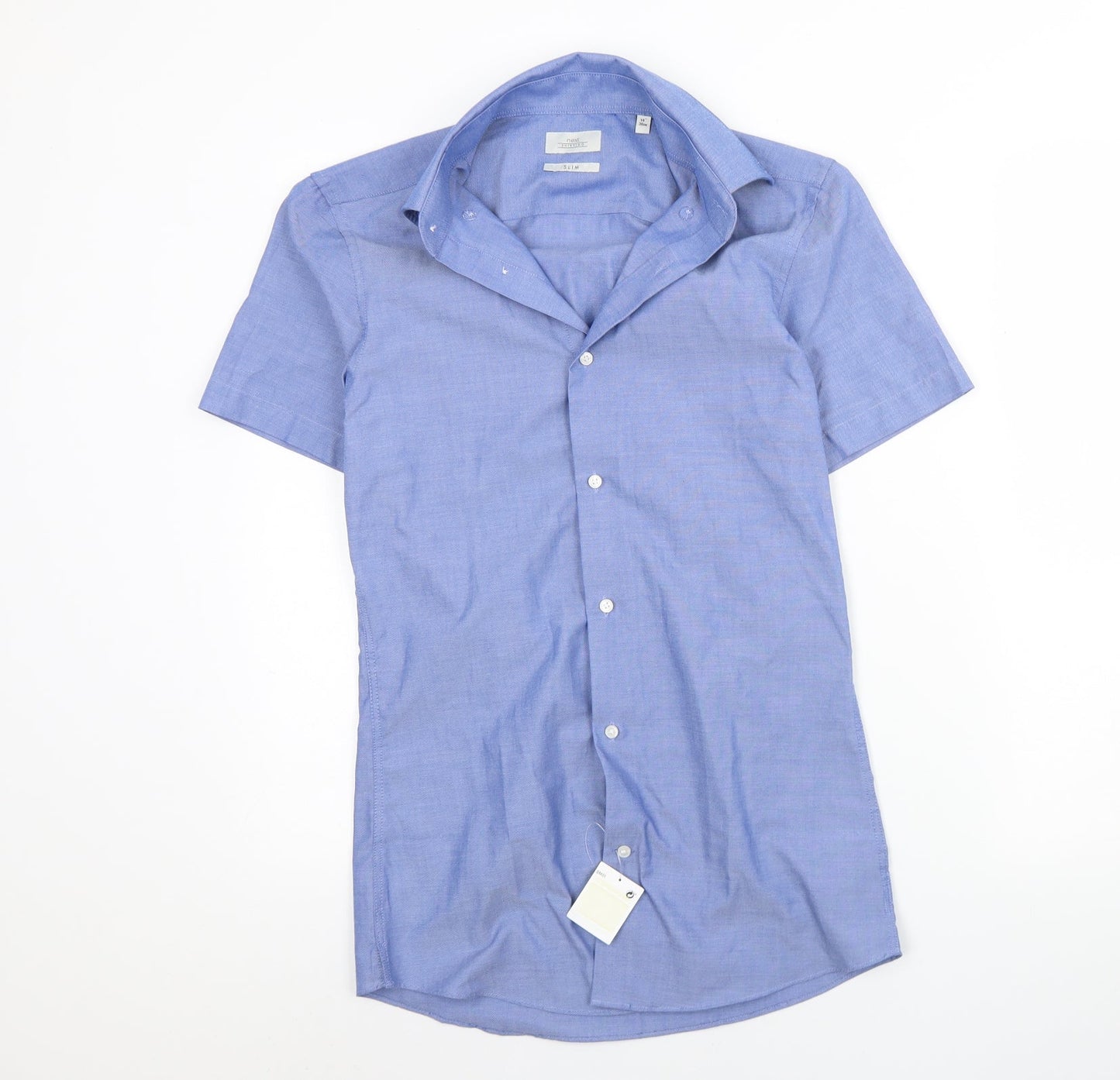 NEXT Mens Blue  Cotton  Dress Shirt Size 14 Collared Button