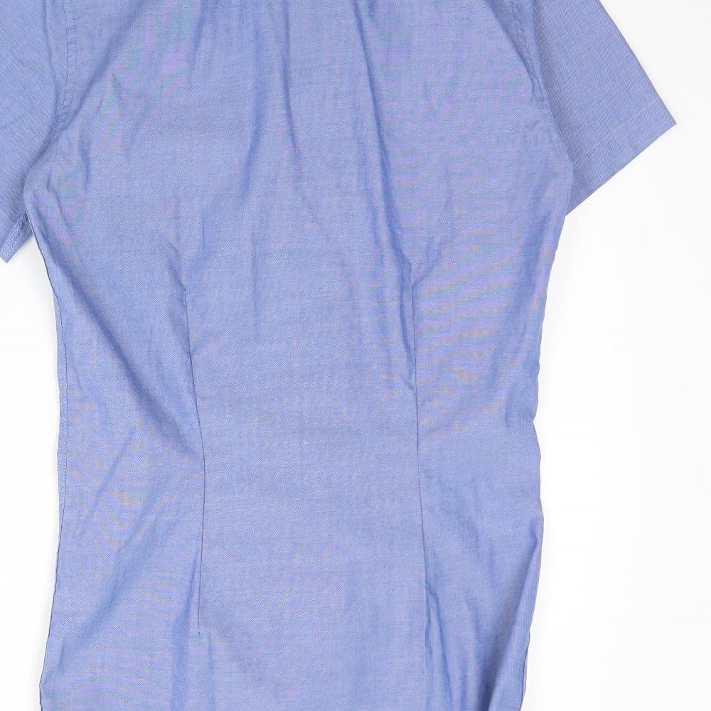 NEXT Mens Blue  Cotton  Dress Shirt Size 14 Collared Button