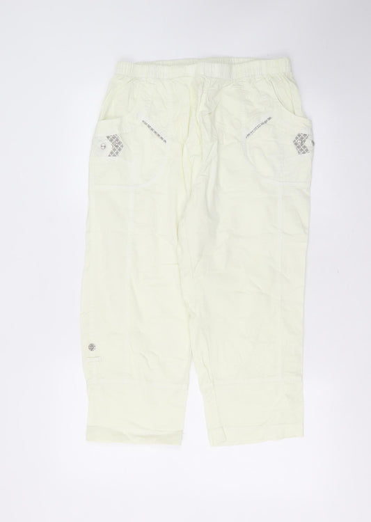 Preworn Womens Yellow  Cotton Cropped Trousers Size 30 in L21 in Regular