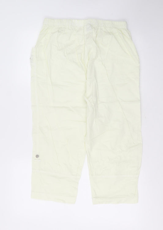 Preworn Womens Yellow  Cotton Cropped Trousers Size 30 in L21 in Regular