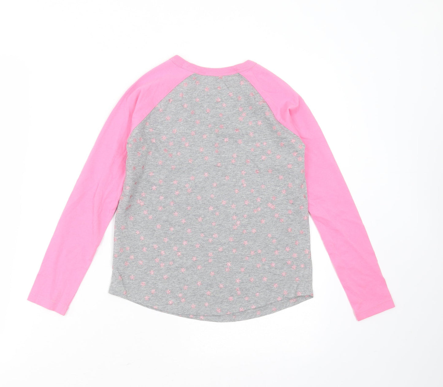 Crewcuts Girls Grey Geometric Cotton Basic T-Shirt Size 8 Years Round Neck  - Star Pattern