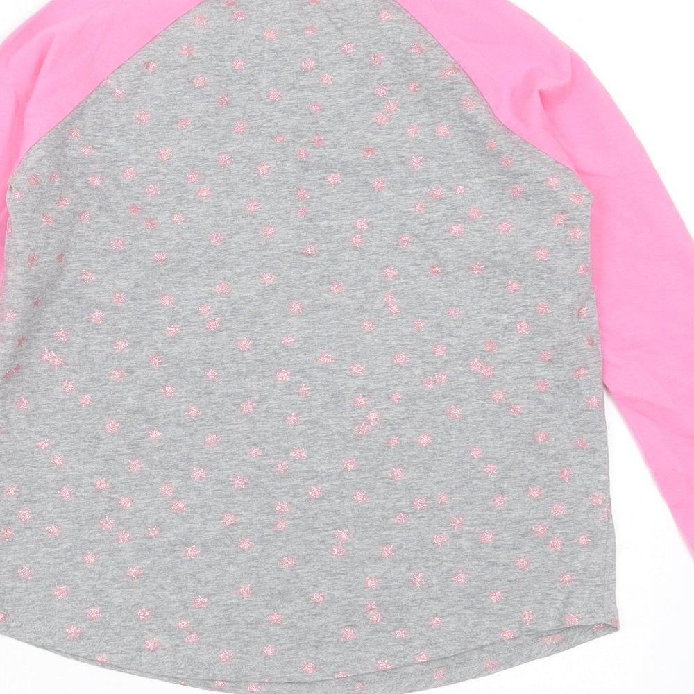 Crewcuts Girls Grey Geometric Cotton Basic T-Shirt Size 8 Years Round Neck  - Star Pattern