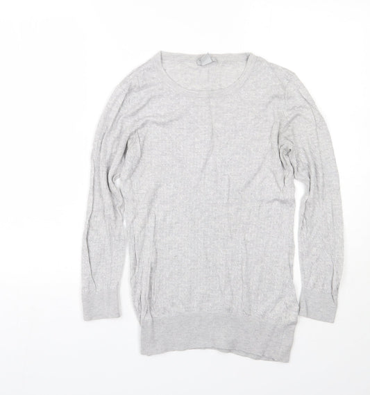 H&M Womens Grey Crew Neck  Viscose Pullover Jumper Size M